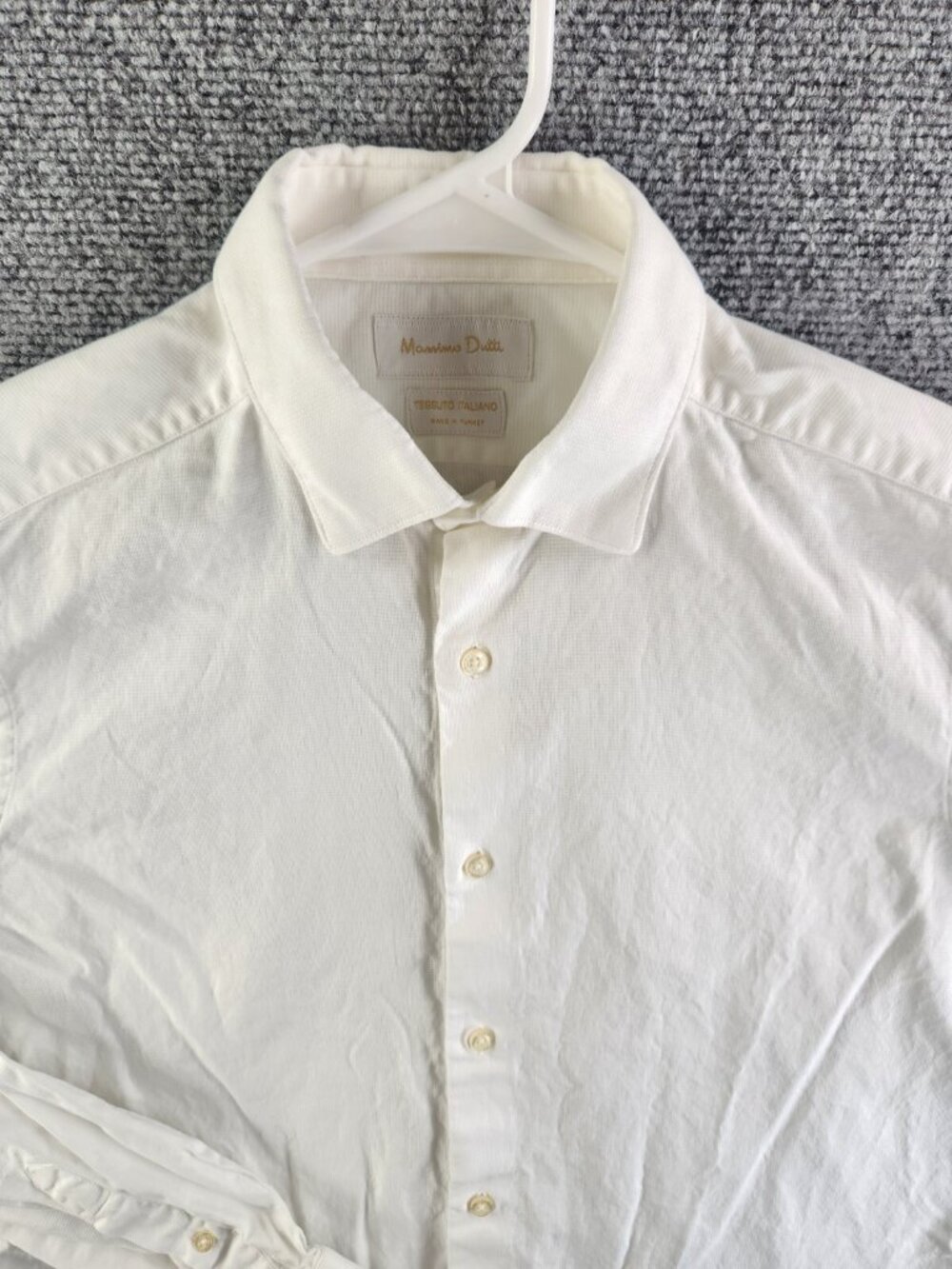 Massimo Dutti Button Up Shirt Long Sleeve Men Casual White Size 15.5 Preppy